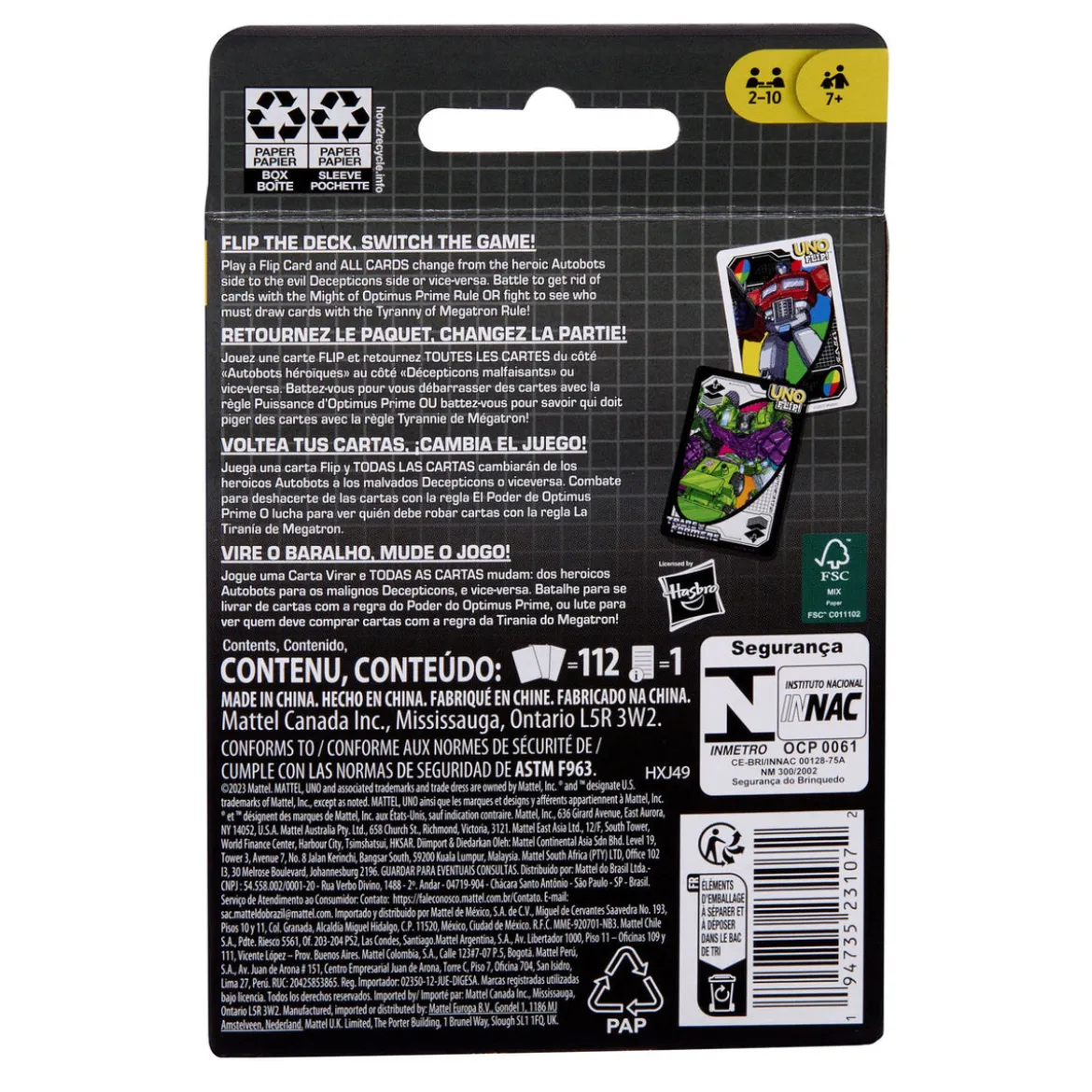 Transformers UNO Flip! Kartenspiel