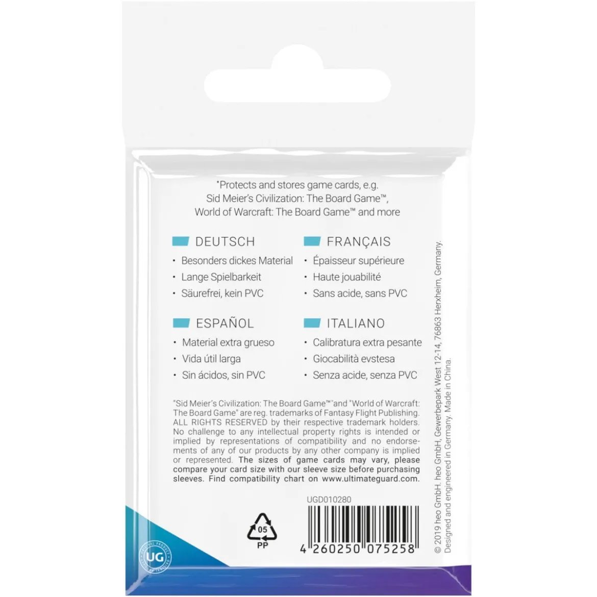 Ultimate Guard Board Game Sleeves (50) - Mini American