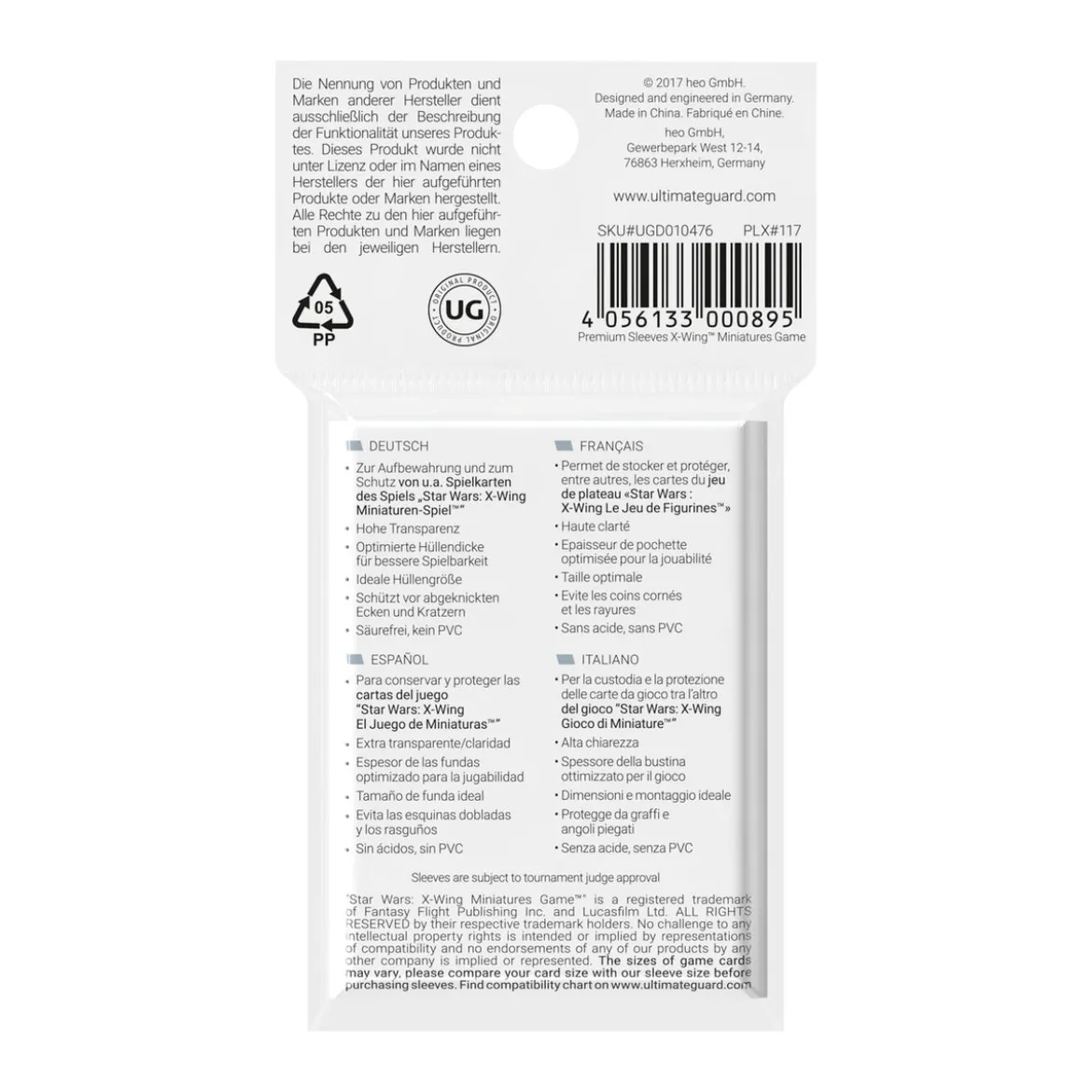 Ultimate Guard Board Game Sleeves (50) - X-Wing Miniatures Game