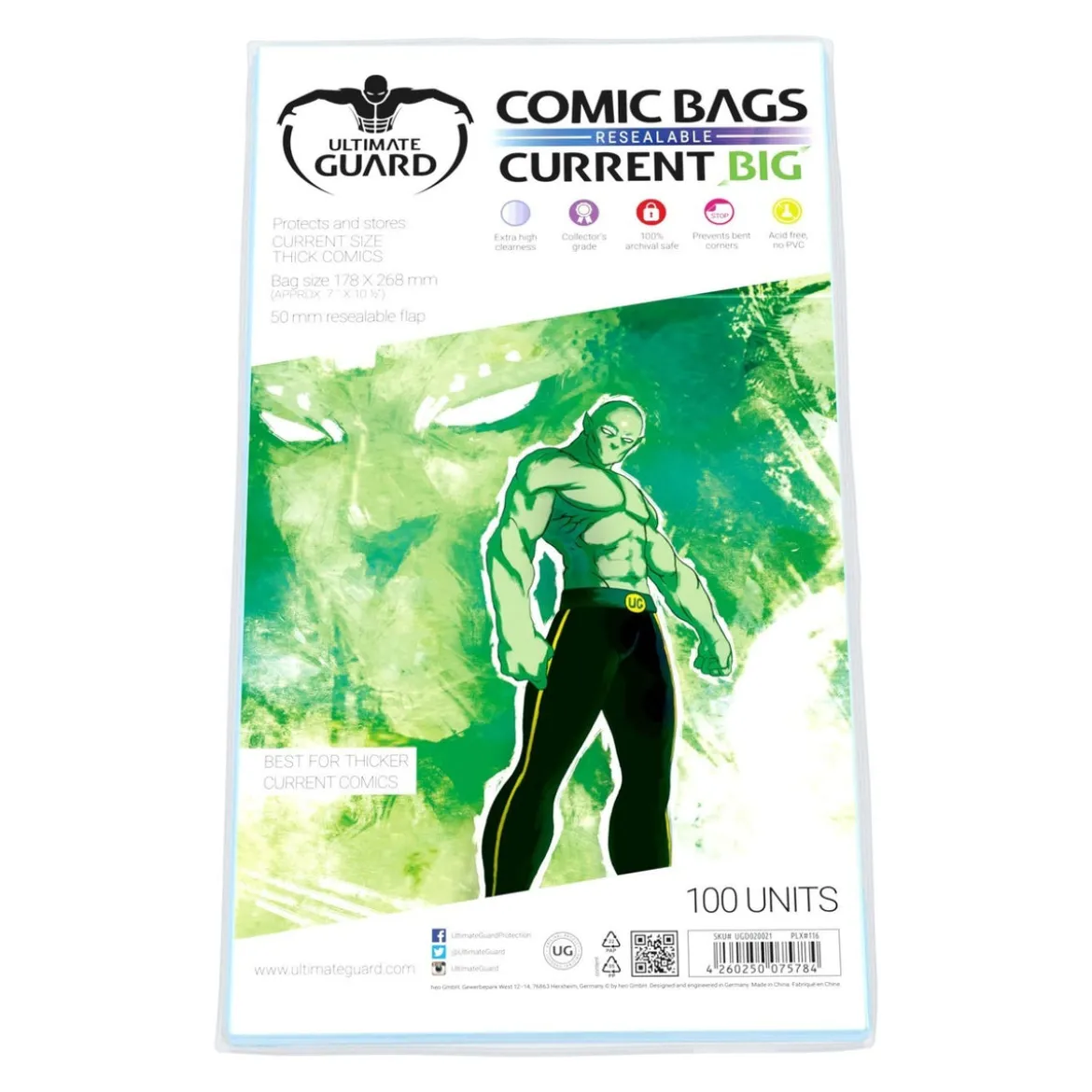 Ultimate Guard Comic Bags Resealable (100) - Current Big Size