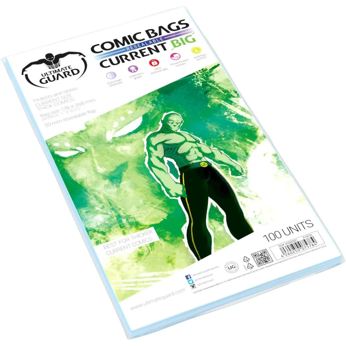 Ultimate Guard Comic Bags Resealable (100) - Current Big Size