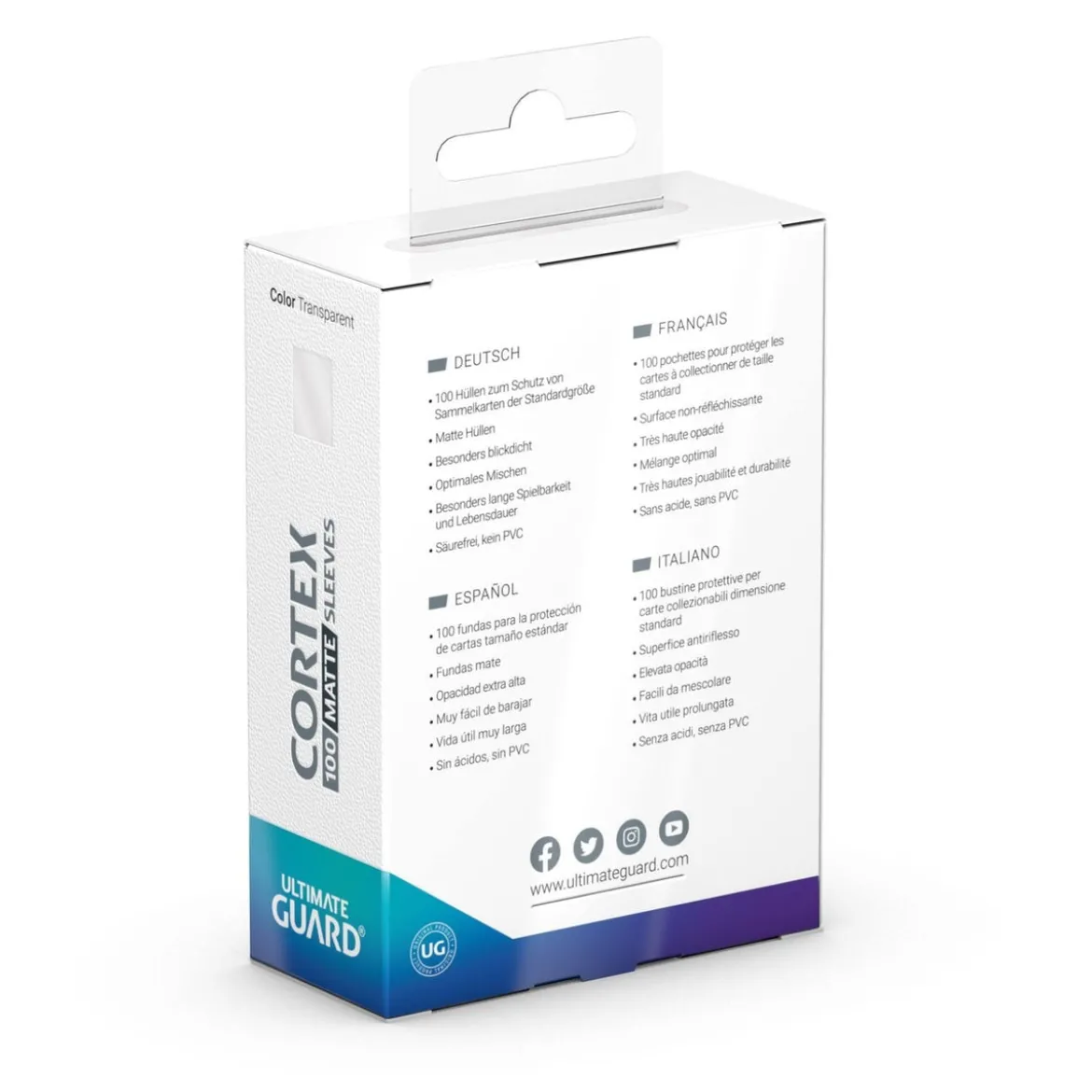 Ultimate Guard Cortex Sleeves Matte Standard Size (100) - Transparent