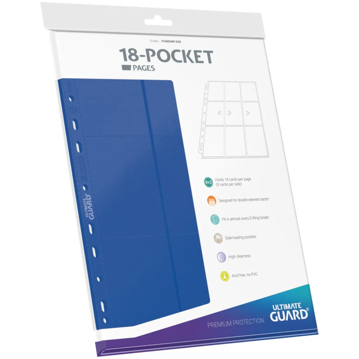 Ultimate Guard 18-Pocket Pages Side-Loading (10) - Blue