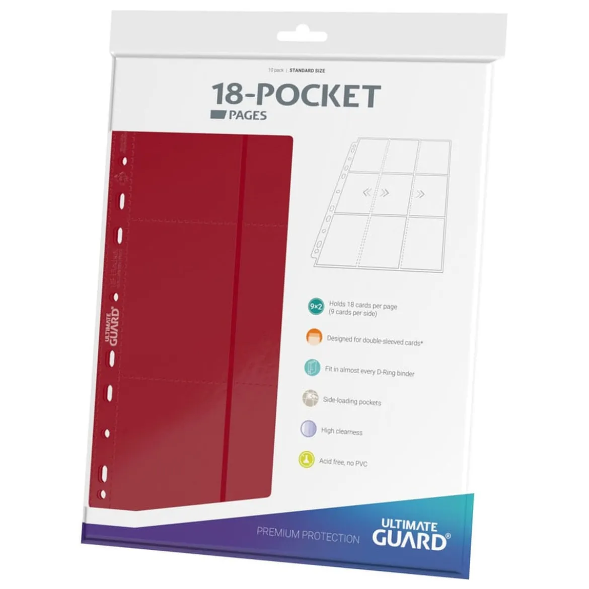 Ultimate Guard 18-Pocket Pages Side-Loading (10) - Red
