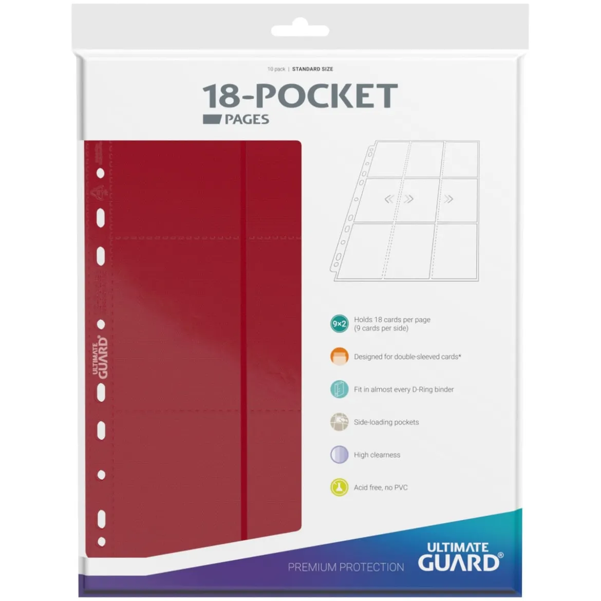 Ultimate Guard 18-Pocket Pages Side-Loading (10) - Red
