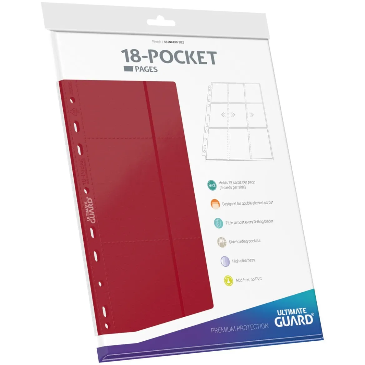 Ultimate Guard 18-Pocket Pages Side-Loading (10) - Red