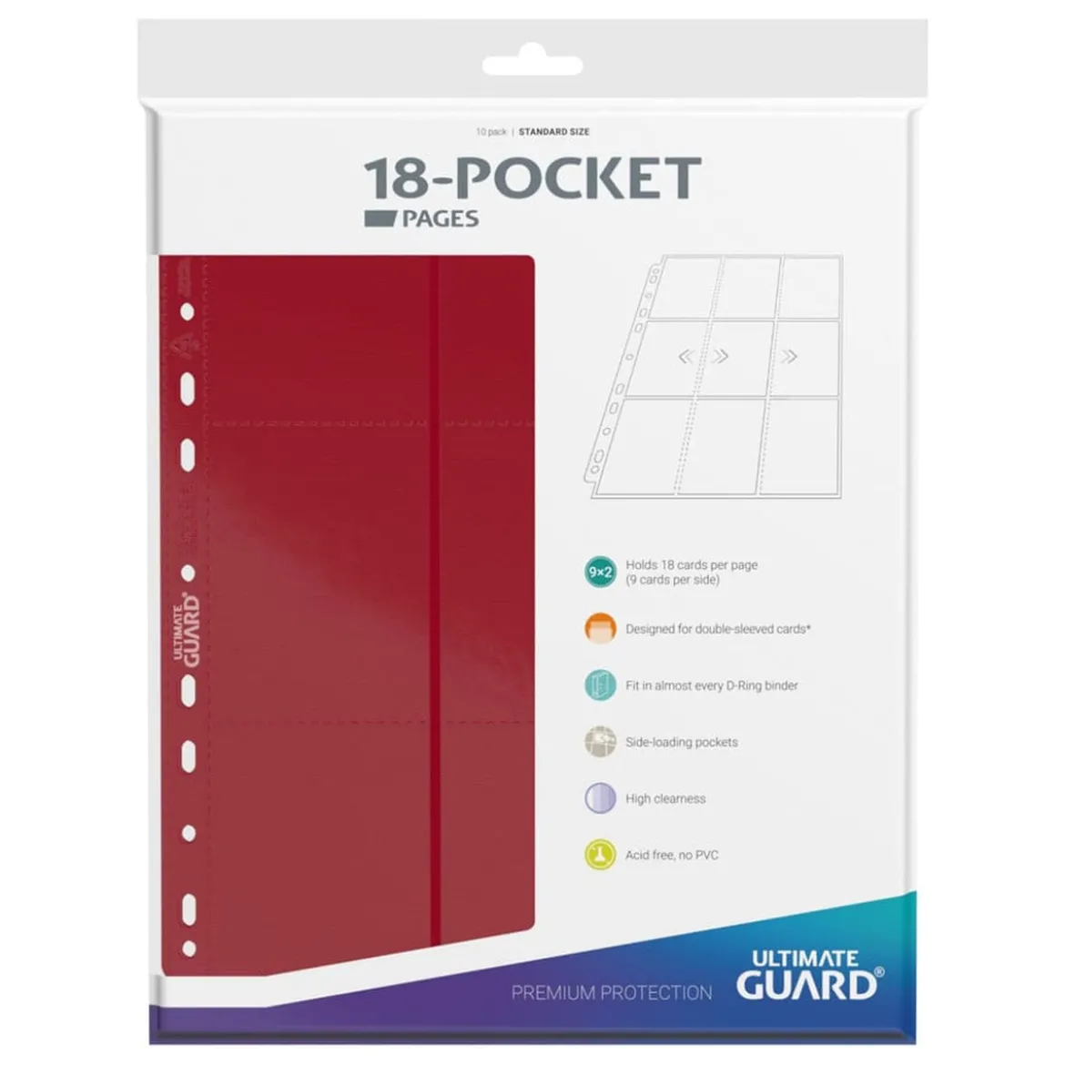 Ultimate Guard 18-Pocket Pages Side-Loading (10) - Red