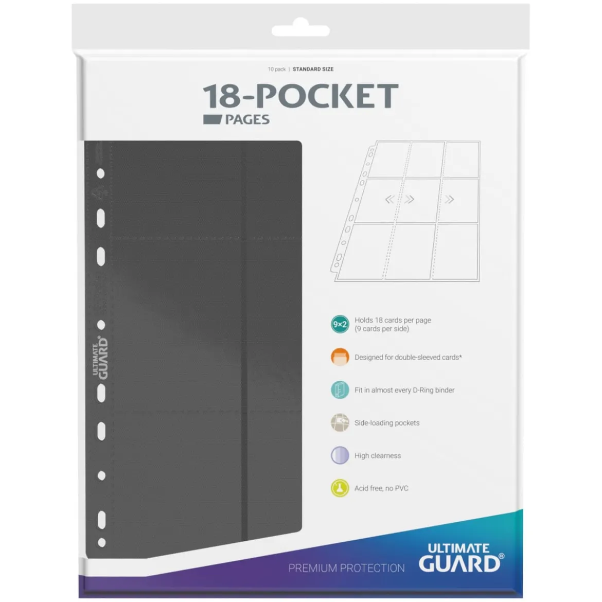 Ultimate Guard 18-Pocket Pages Side-Loading (10) - Grey