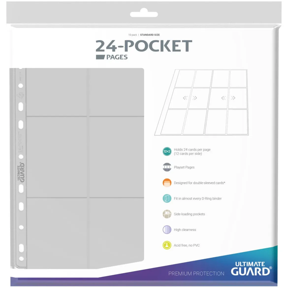 Ultimate Guard 24-Pocket QuadRow Pages Side-Loading (10) - Transparent