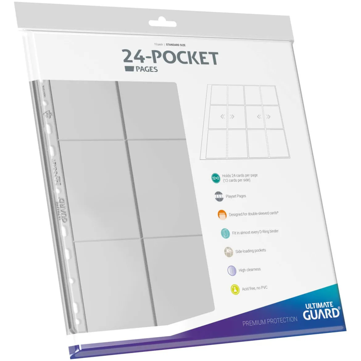 Ultimate Guard 24-Pocket QuadRow Pages Side-Loading (10) - Transparent