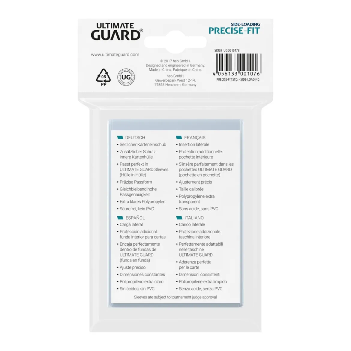 Ultimate Guard Precise-Fit Sleeves Standard Size (100) - Side-Loading