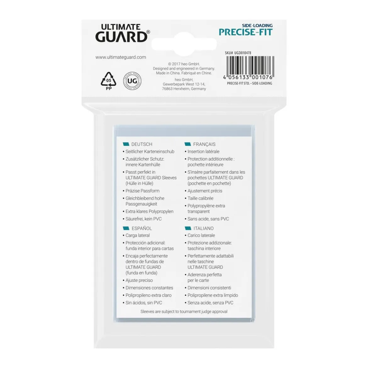 Ultimate Guard Precise-Fit Sleeves Standard Size (100) - Side-Loading