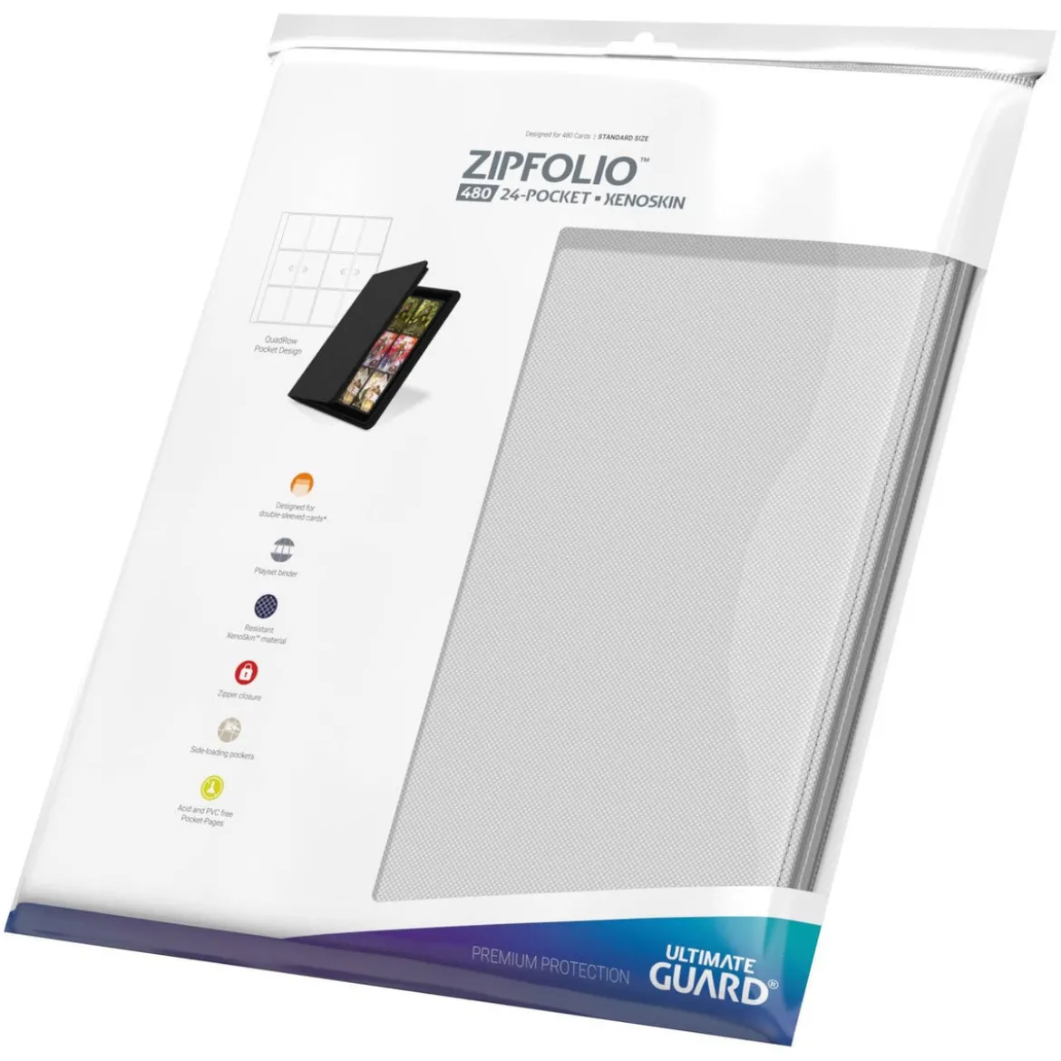 Ultimate Guard Zipfolio 480 24-Pocket Xenoskin - White