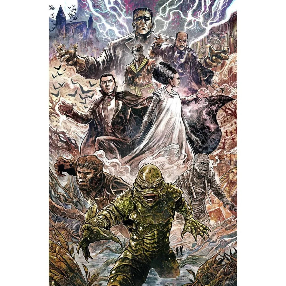 Universal Monsters Kunstdruck Universal Monsters by Vincenzo Riccardi 61 x 41 cm - ungerahmt
