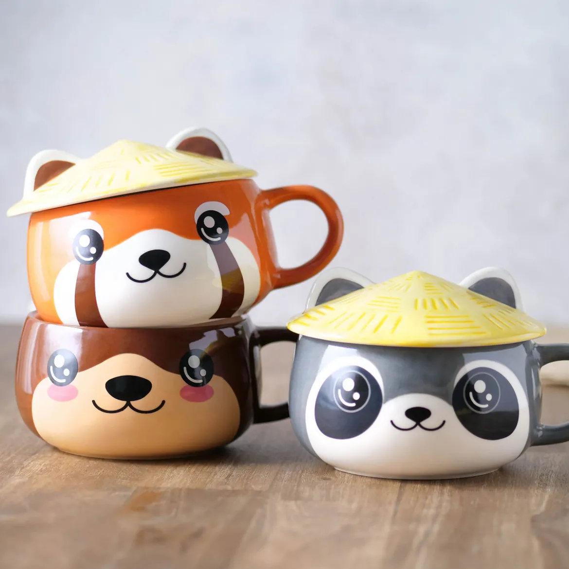 Waschbär Kawaii Tasse mit Deckel für Anime Fans