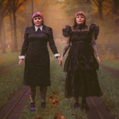 Wednesday Addams Kostüm Kleid Damen schwarz