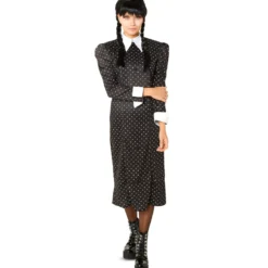 Wednesday Addams Kostüm Kleid Damen schwarz