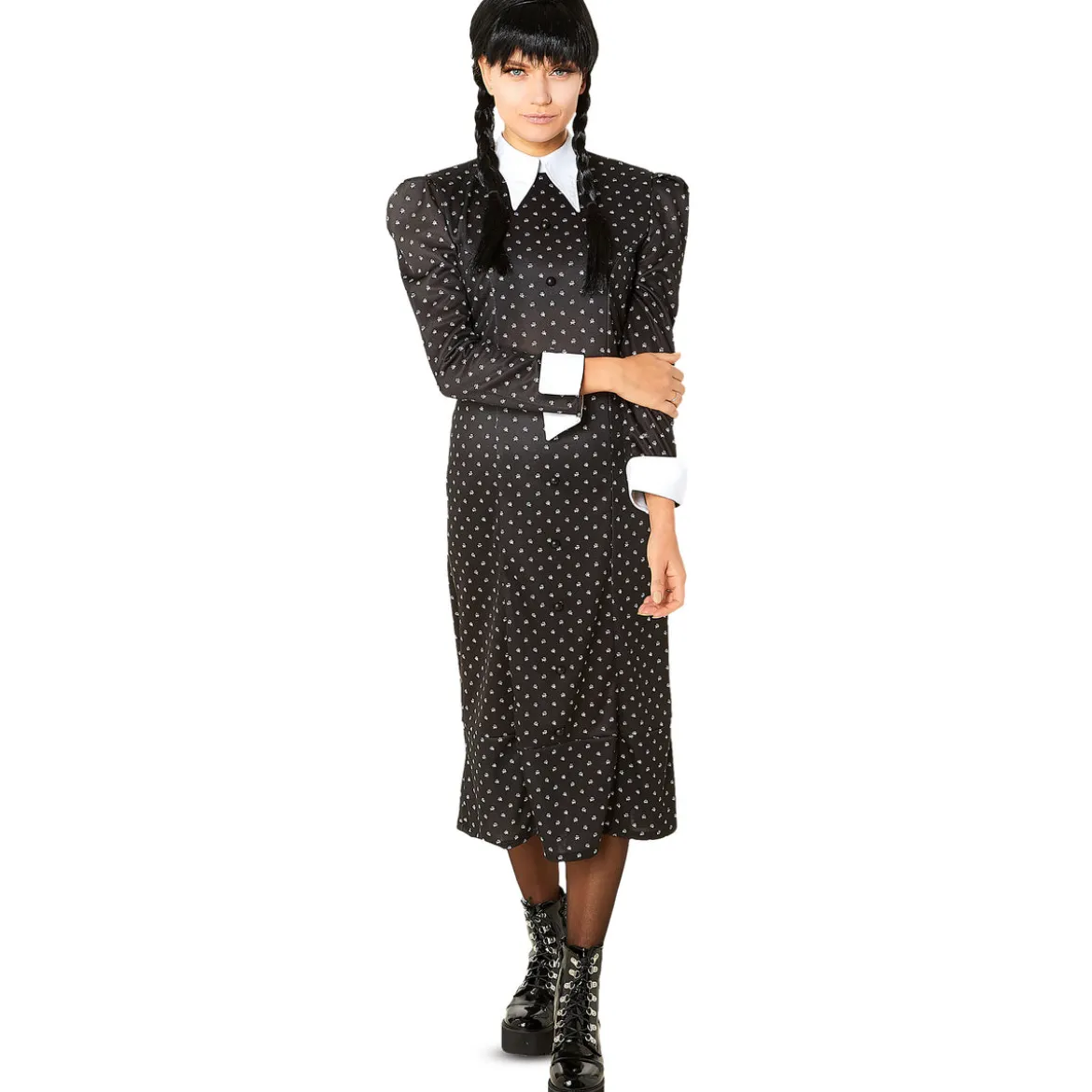 Wednesday Addams Kostüm Kleid Damen schwarz