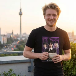 Wednesday mit Enid und Eugene Collage T-Shirt schwarz