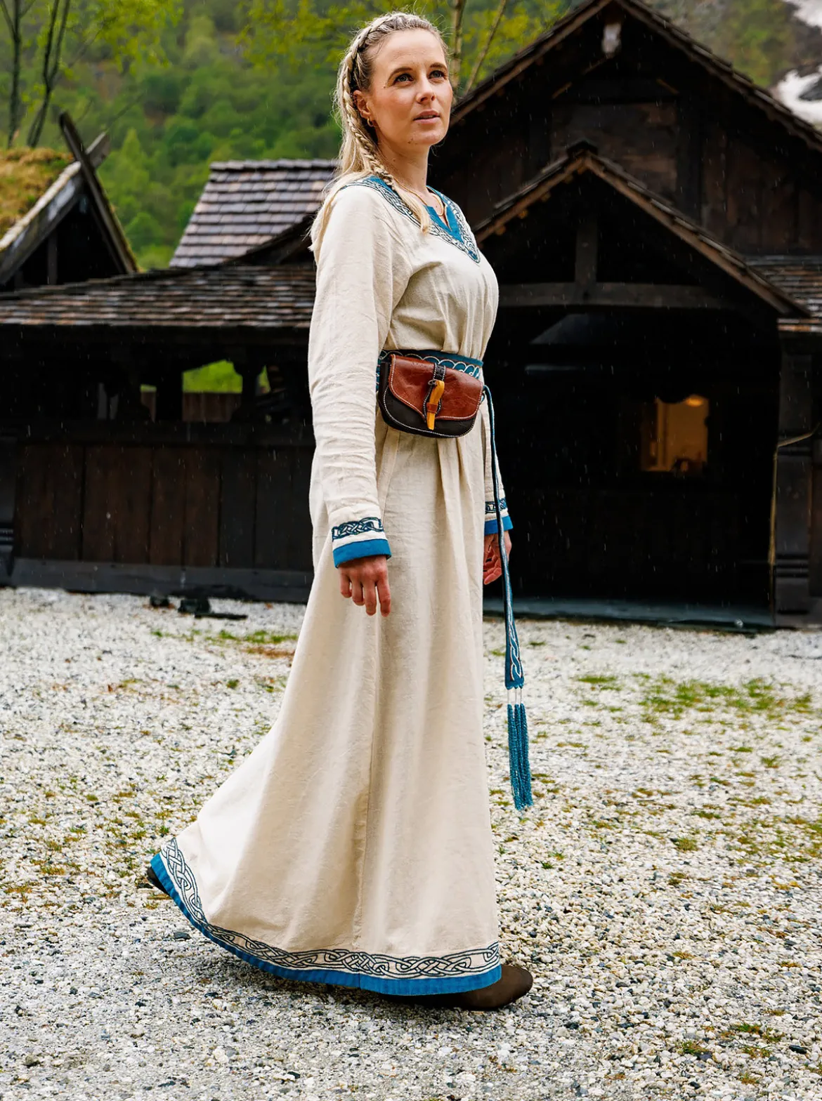 Wikinger Kleid Lagertha beige-blau