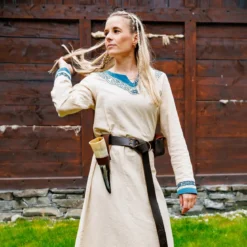 Wikinger Kleid Lagertha beige-blau