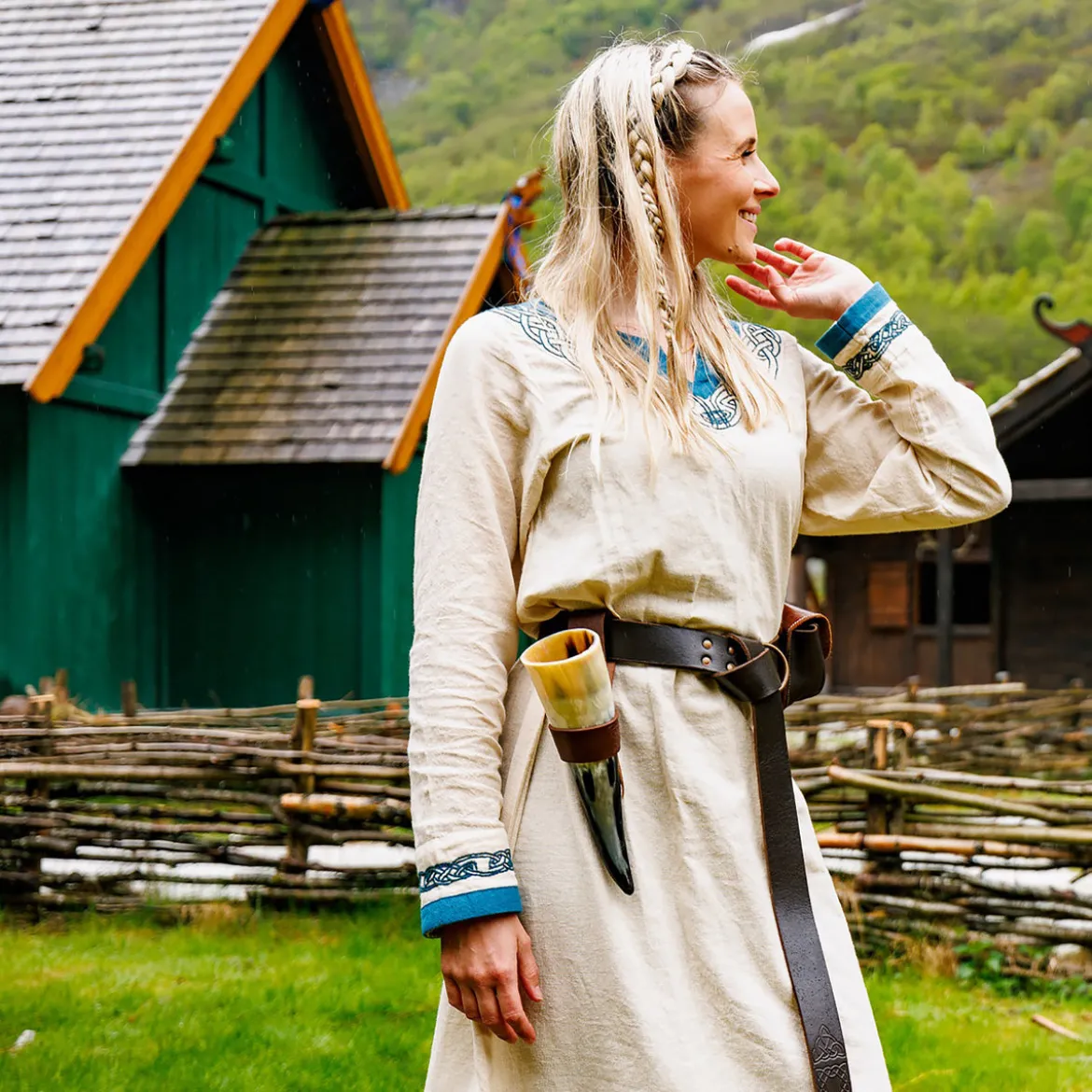 Wikinger Kleid Lagertha beige-blau