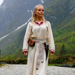 Wikinger Kleid Lagertha beige-rot