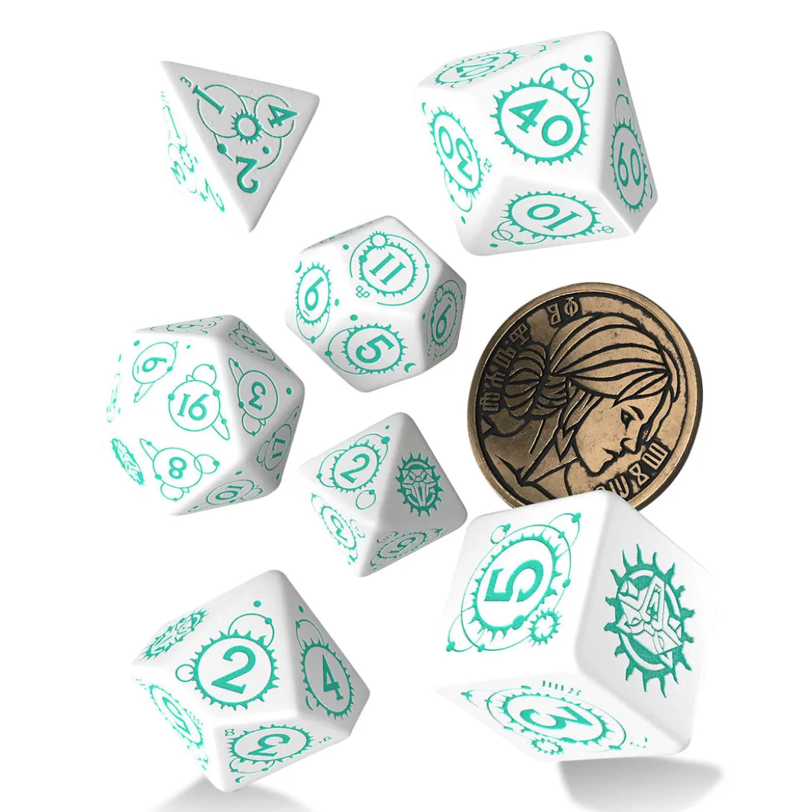 Witcher - Ciri RPG Würfel Set 7tlg mit Sammlermünze
