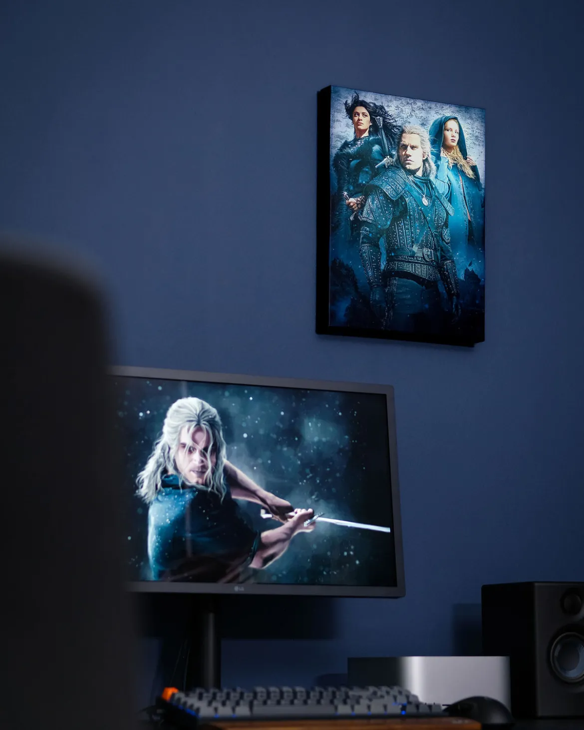 Witcher - Ciri, Yennefer & Geralt Wandbild mit Licht