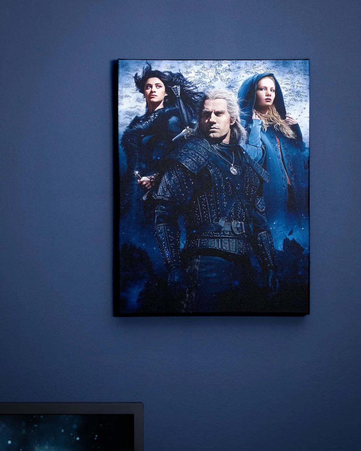 Witcher - Ciri, Yennefer & Geralt Wandbild mit Licht