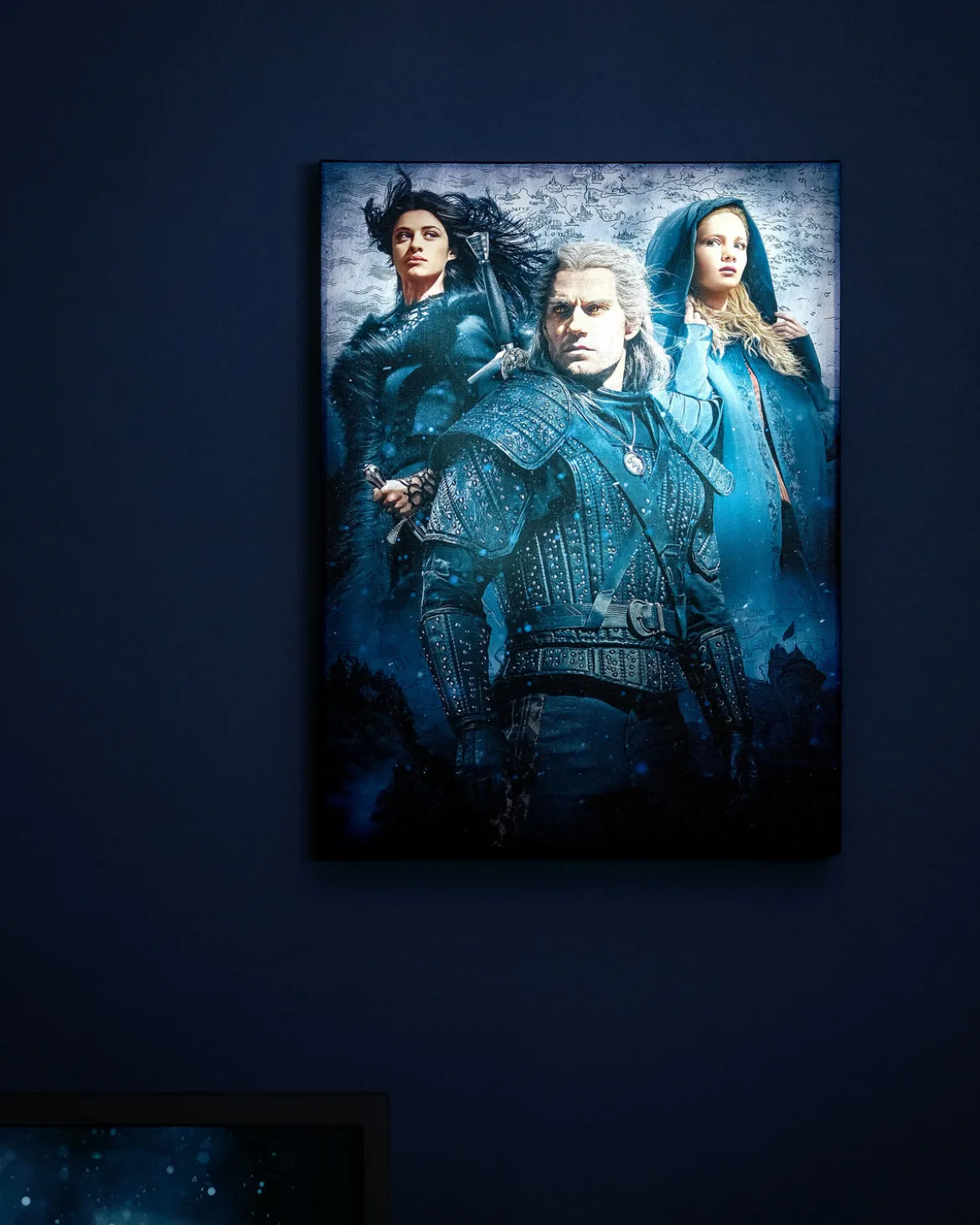 Witcher - Ciri, Yennefer & Geralt Wandbild mit Licht