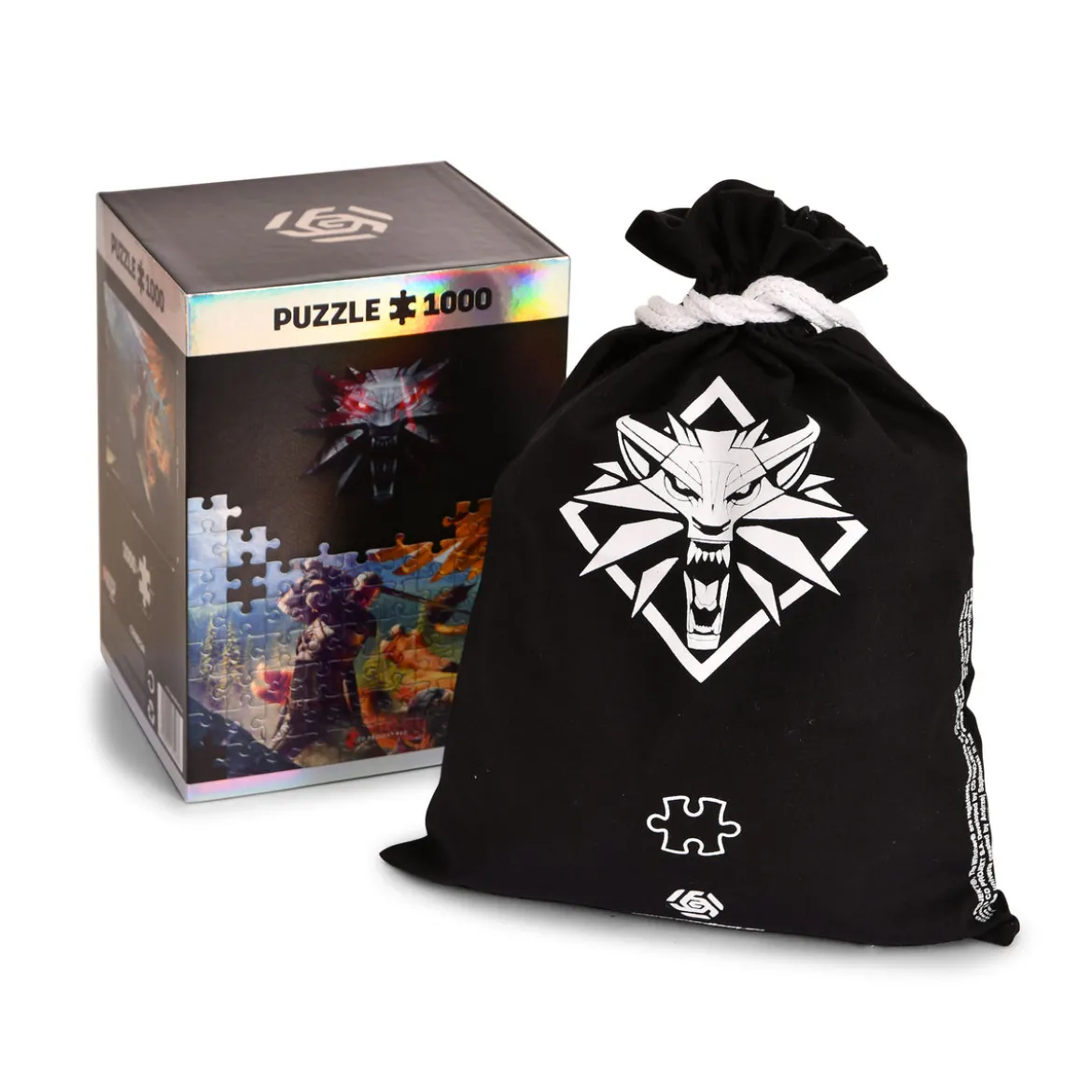 Witcher - Geralt vs. Greif Puzzle mit Logo Stoffbeutel