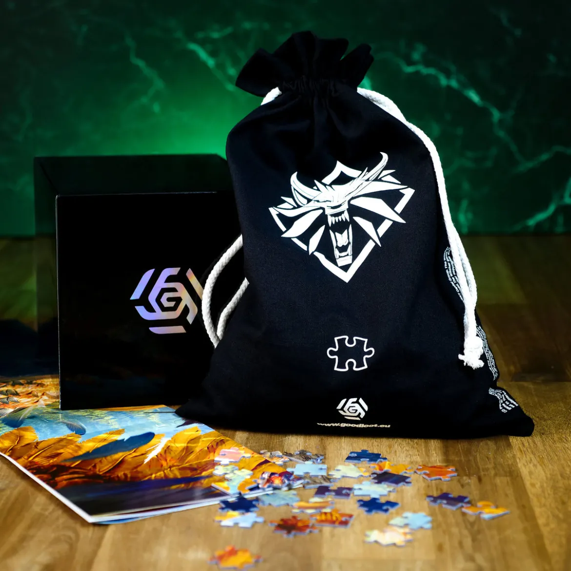 Witcher - Geralt vs. Greif Puzzle mit Logo Stoffbeutel