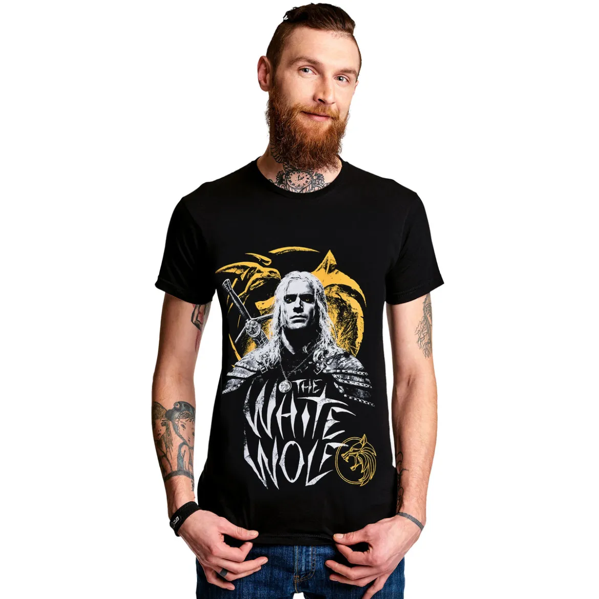 Witcher - Geralt White Wolf T-Shirt schwarz