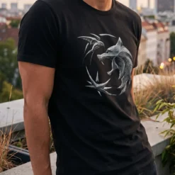 Witcher - Wolf Emblem T-Shirt schwarz