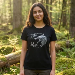 Witcher - Wolf Emblem T-Shirt schwarz