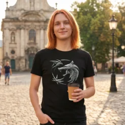 Witcher - Wolf Emblem T-Shirt schwarz