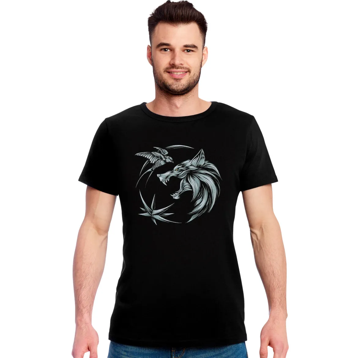 Witcher - Wolf Medaillon T-Shirt schwarz