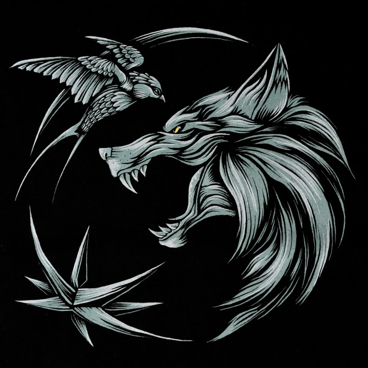 Witcher - Wolf Medaillon T-Shirt schwarz