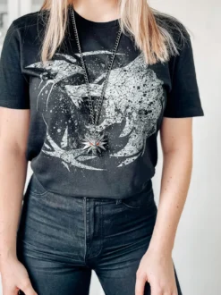 Wolf Emblem T-Shirt für Witcher Fans schwarz