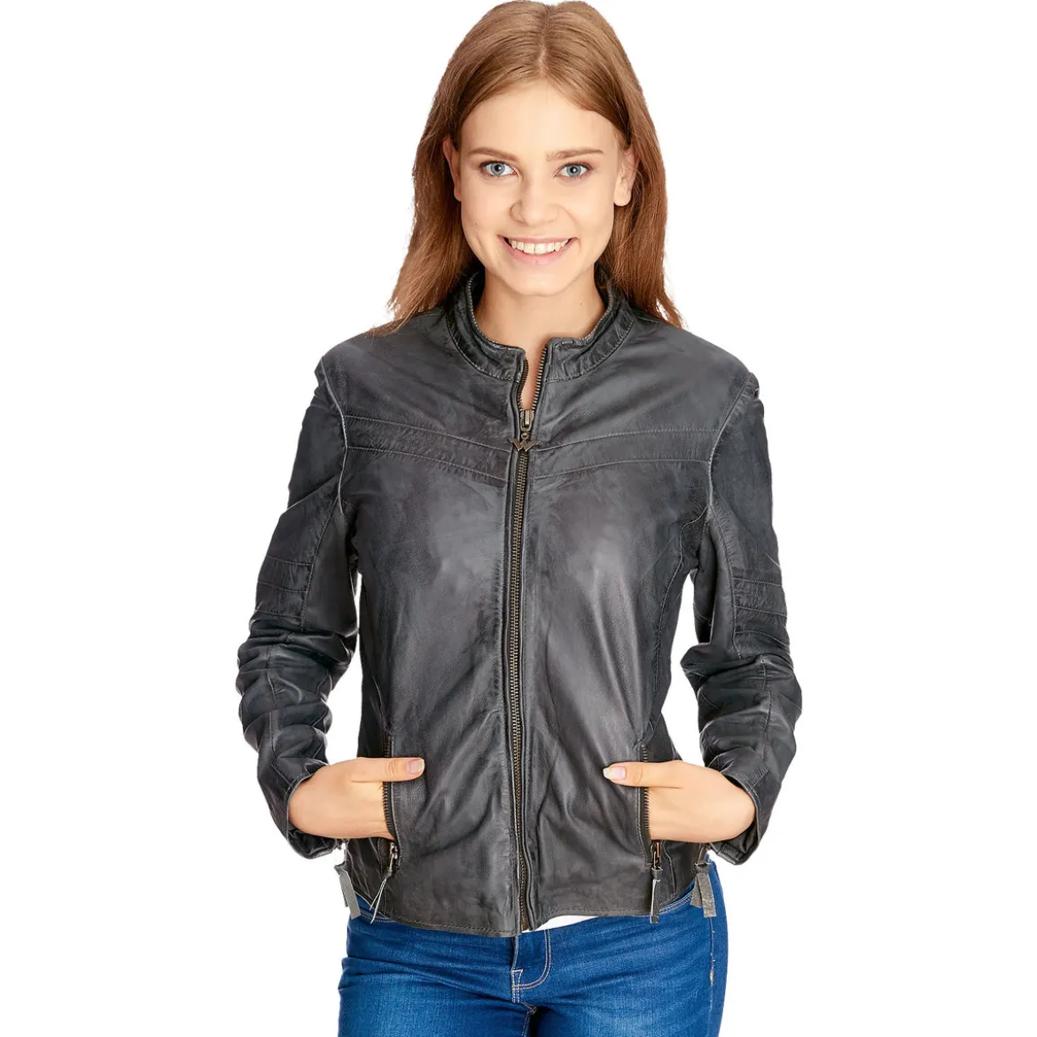 Wonder Woman - Logo Lederjacke grau
