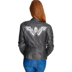 Wonder Woman - Logo Lederjacke grau