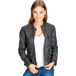 Wonder Woman - Logo Lederjacke grau