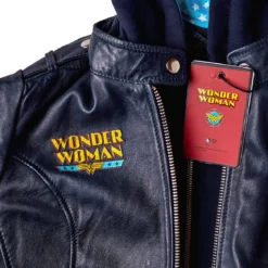 Wonder Woman - Logo Lederjacke mit Kapuze blau