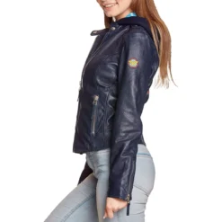 Wonder Woman - Logo Lederjacke mit Kapuze blau