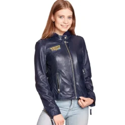 Wonder Woman - Logo Lederjacke mit Kapuze blau