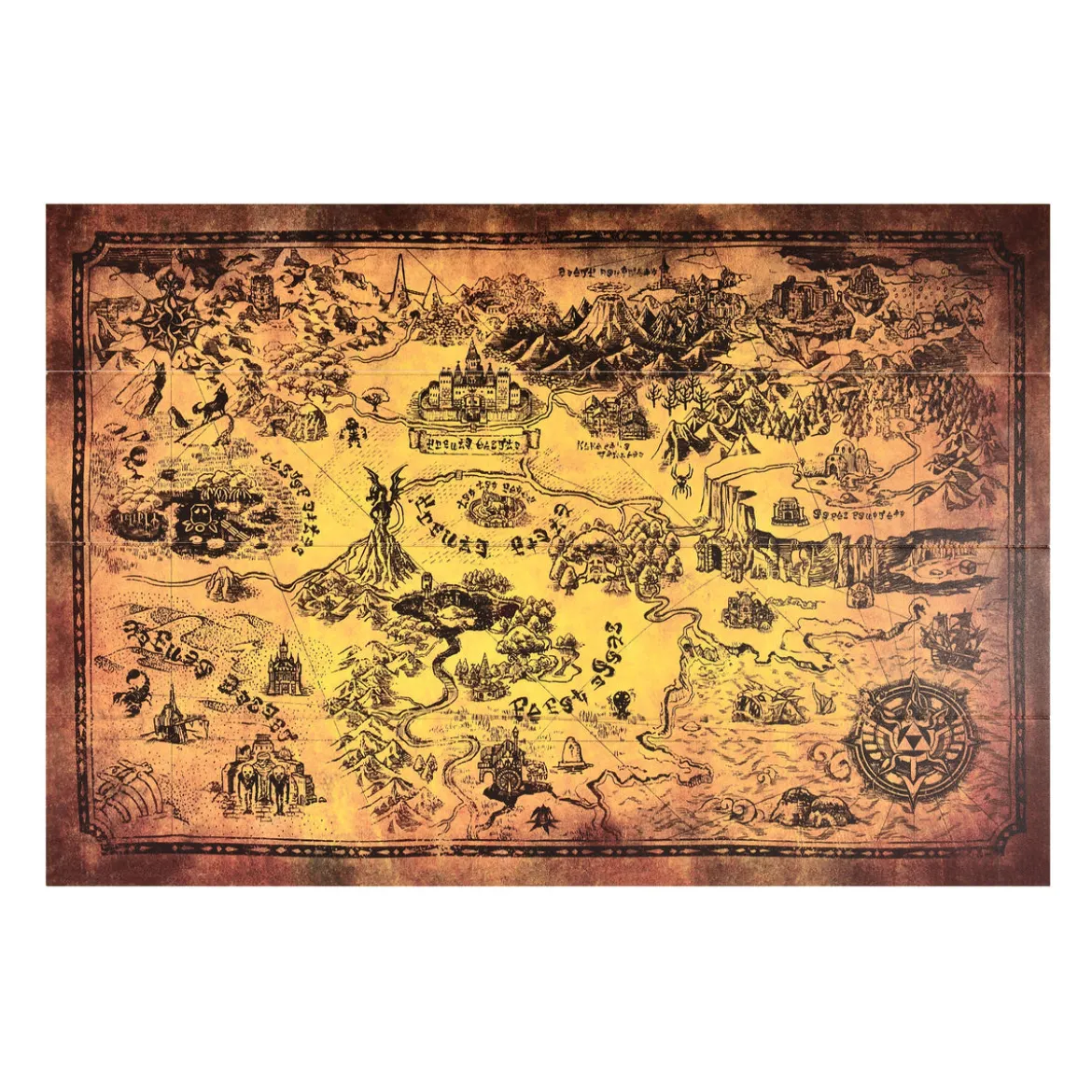 Zelda - Hyrule Karte Wandbild Holz